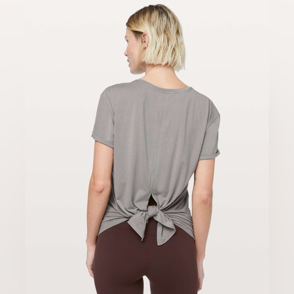 Lululemon Part Ways Tee Speckled Grey White Size 8/10 Athletic Yoga Athleisure